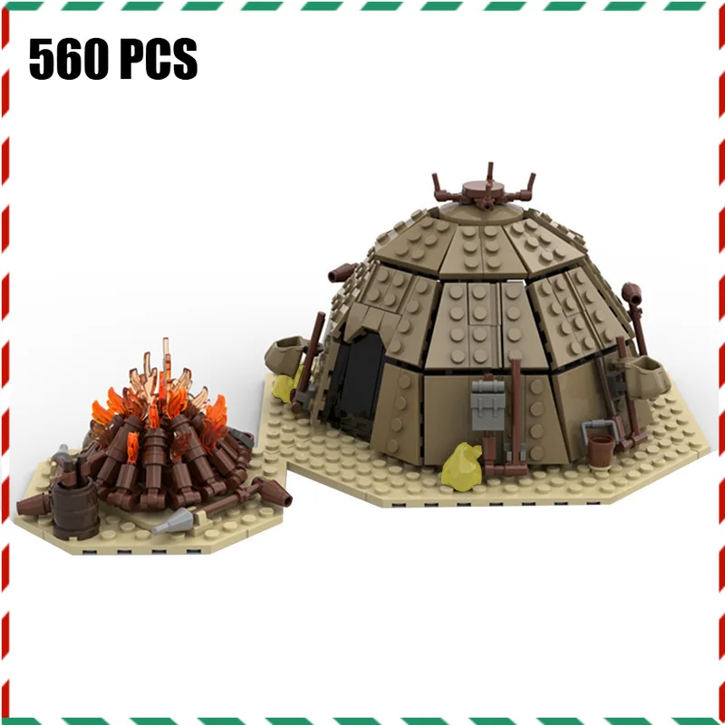 MOC Desert Nomad Camp Building Blocks - DIY Tribal Tent Campfire Building Toys Wilderness Adventure Assembly Bricks Gift for Fan