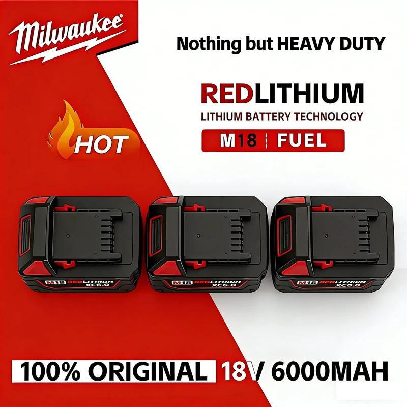 

100% New Milwaukee M18 5.0Ah 6.0Ah High Output Battery 18V Lithium-ion Rechargeable for Milwaukee M18 Cordless Power Tools