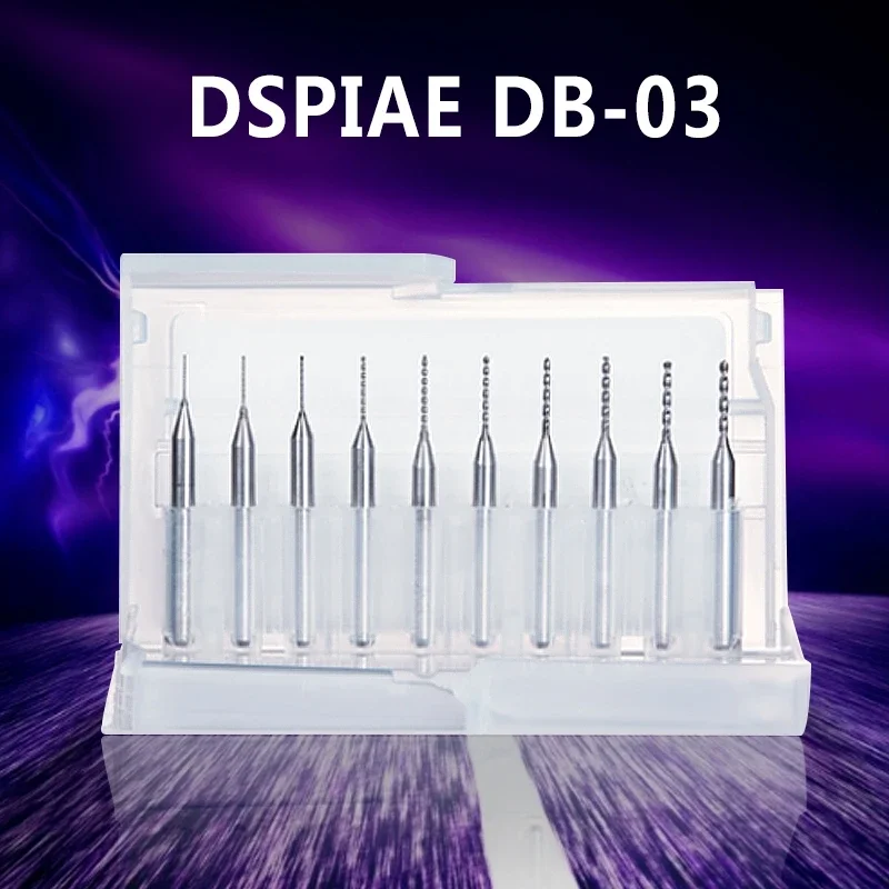 DSPIAE DB-03 드릴 비트 텅스텐 스틸 콤보 세트, 모델 도구 실버 수공구, 취미 액세서리, 0.3-1.2mm, 세트당 10 개