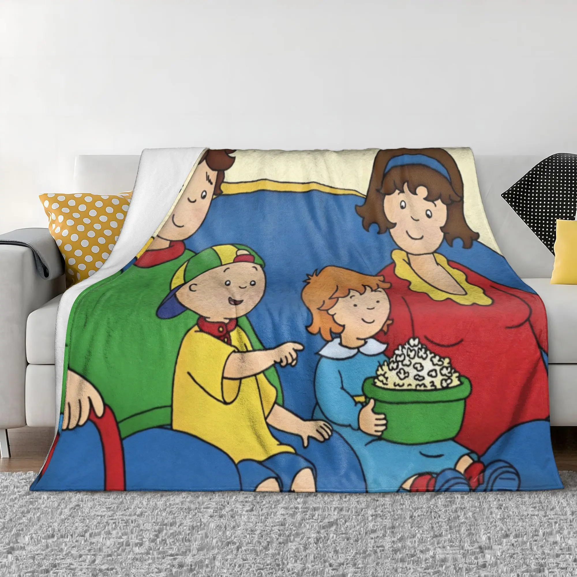 Caillou Animation Cartoon Blankets Flannel Anime Family Watch TV Warm Throw Blanket for Bedroom Sofa Bed Rug