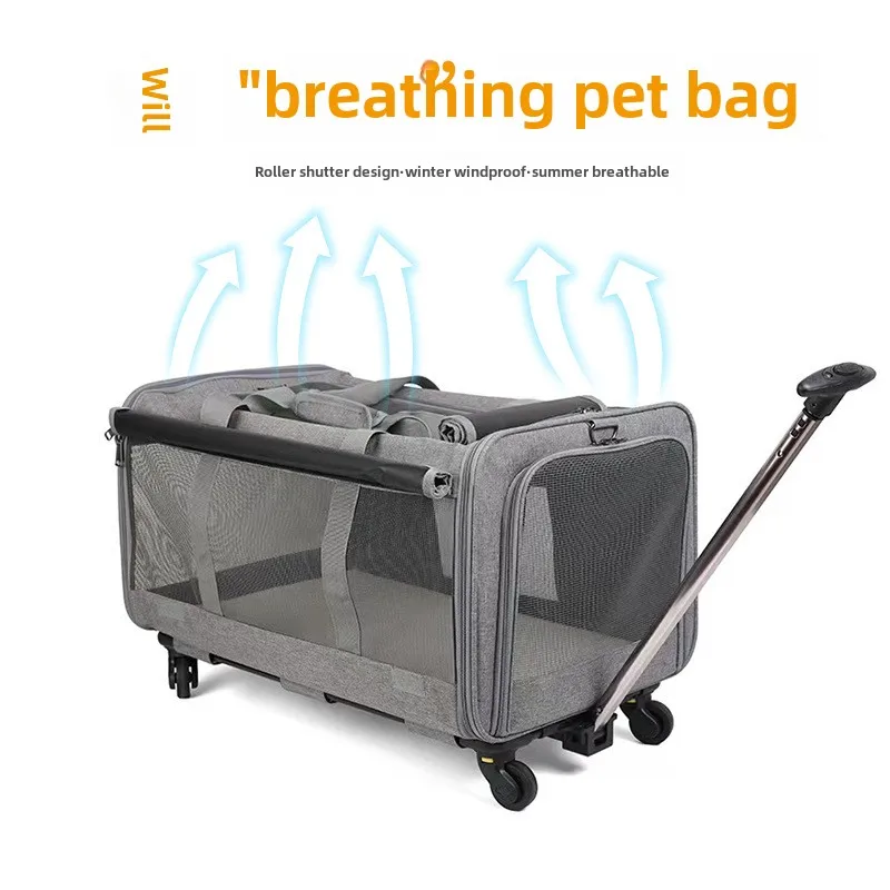 

Cat Outing Bag Portable Pet Trolley Detachable Universal Wheel Collapsible Large Capacity Pet Bag Cat Backpack Cat Carrier