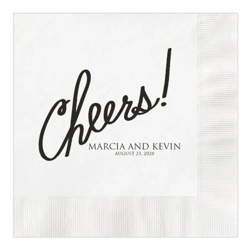 

Cheers Wedding Napkins Personalized Set of 100 Napkins Modern Reception Party Decorations Decor Cocktail USA Canada