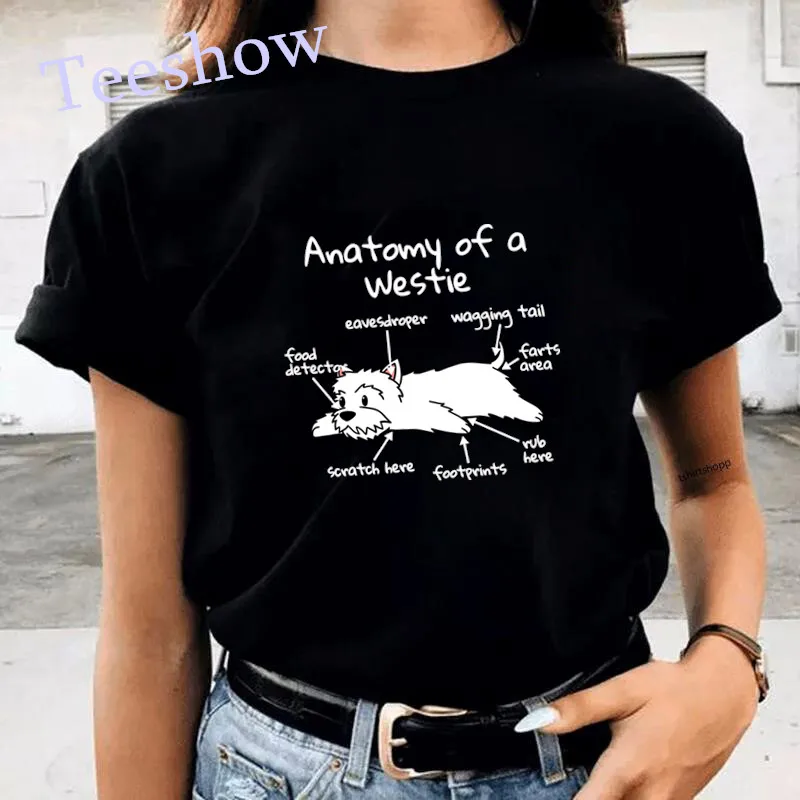 Anatomie Van Een Poodie Vrouwen Kawaii T-shirts Zomer Casual Gedrukt Grappige T-shirt Harajuku Korte Mouw Witte T-shirt Vrouwelijke