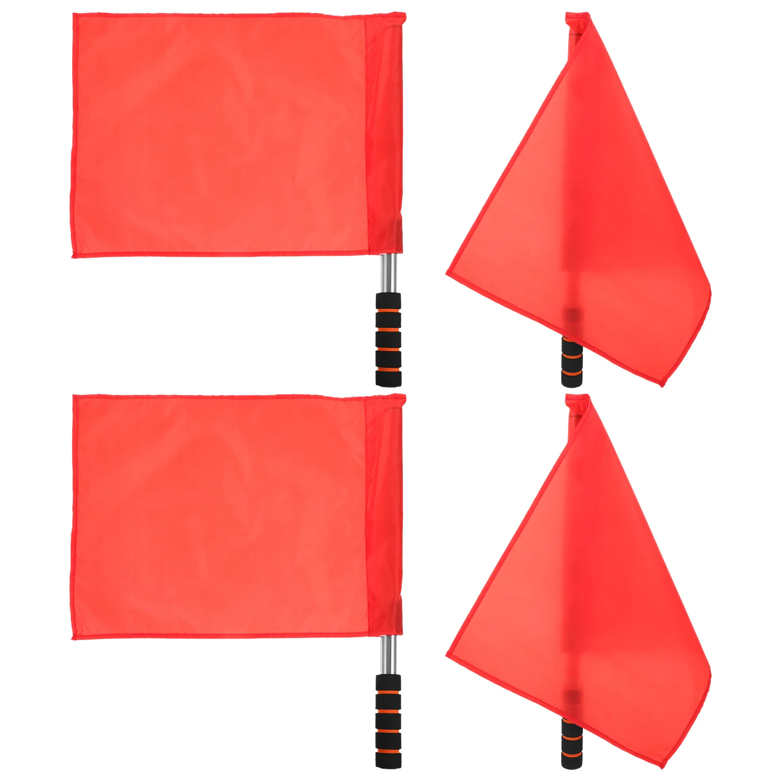 4 Pcs Flag Stainless Steel Pole Match Referee Hand Signal Handheld Commanding Red Waving