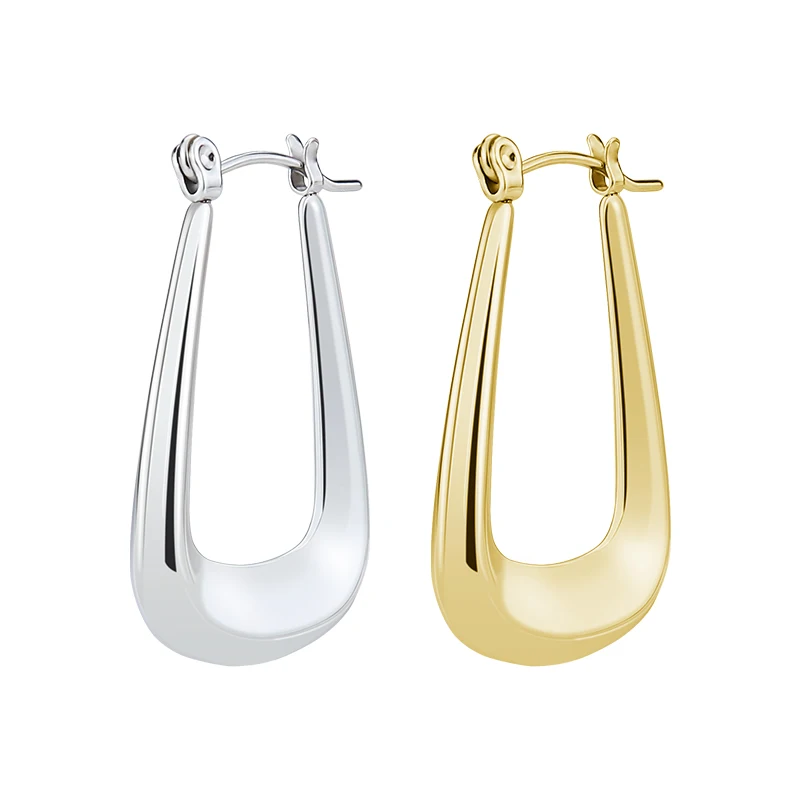 Punk Hip-Hop Fashion Gold Color Geometric U-Shape Hoop Earrings for Women Metal Round Circle Earrings Party Jewelry 2023