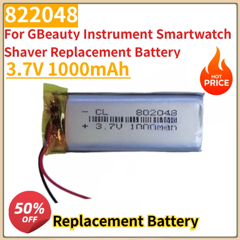 

High Quality New 822048 3.8V 1000mAh 3.8wh Lipo Rechargeable Battery for GBeauty Instrument Smartwatch Shaver Battery