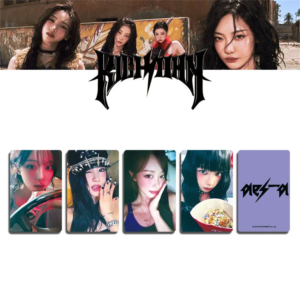 8 szt./zestaw KPOP Rich Man Album Fotokarty z członkami zespołu KARINA GISELLE NINGNING WINTER Dwustronne pocztówki Kolekcja dla fanów HD Karty LOMO