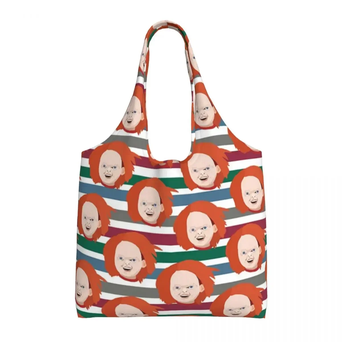 Funny Good Guys Chucky Pattern Shopping Tote Bags Recycling Groceries Canvas Shopper Shoulder Bag Photography Handbag