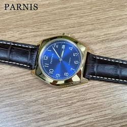 Parnis 40mm Men's Watch NH35 Automatic Luminous Marker Blue Color Dial Sapphire Crystal Stainless Steel Case