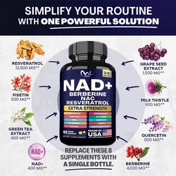 NAD+Berberine Resveratrol, Milk Thistle, Green Tea, Pomegranate, Acai Berry, Quercetin, Fisetin, Grape Seed 14 in 1