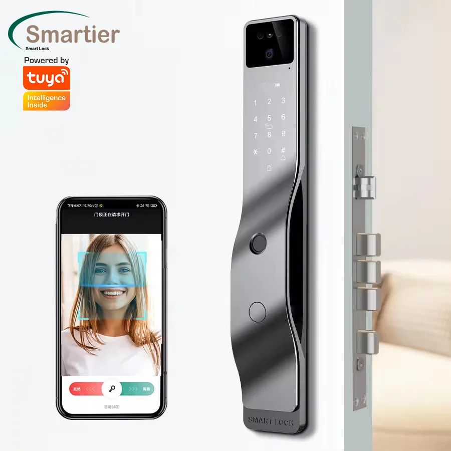 

Glomarket Tuya Fingerprint Smart Door Lock 3d Face Recognition Lock With Camera Electric Digital Biometric Door Smart Lock