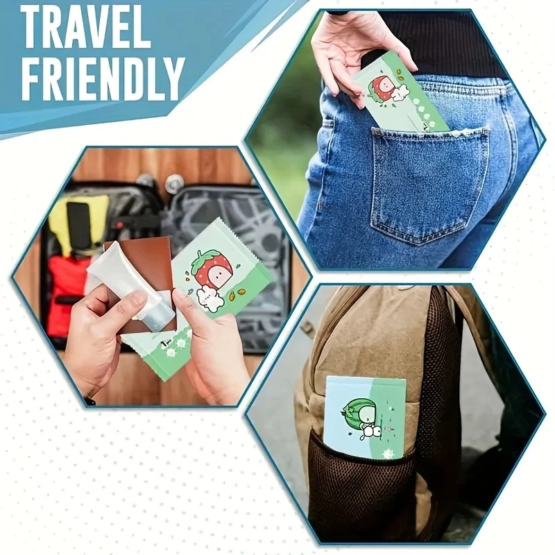 Salviette da viaggio portatili a colori casuali da 50/100/300 pezzi - Materiale non tessuto, elementi essenziali per l'igiene all'aperto da campeggio facili da trasportare, inclusi design con motivo a cartoni animati e scatola di fazzoletti, adatto per escursioni, picnic, viaggi, imballaggi divertenti, imballaggi sicuri, essenziali per uscire