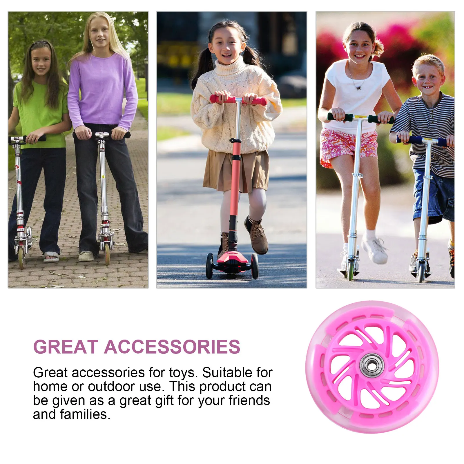 2 قطعة أجزاء عجلة وامض عالية المرونة Pu سكوتر عجلات ارتداء مقاومة للطرق المربعات الشوارع الخرسانية تضيء سكوتر #3