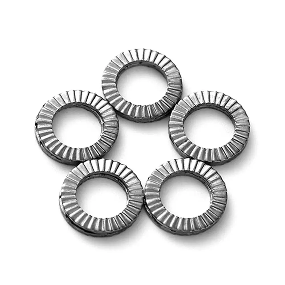 5Pcs M4 M10 M12 M16 M20 Self-Lock Wedge Lock Washer Stainless Steel Lock Washers Double Side Dacromet Gasket Hardware Fastener