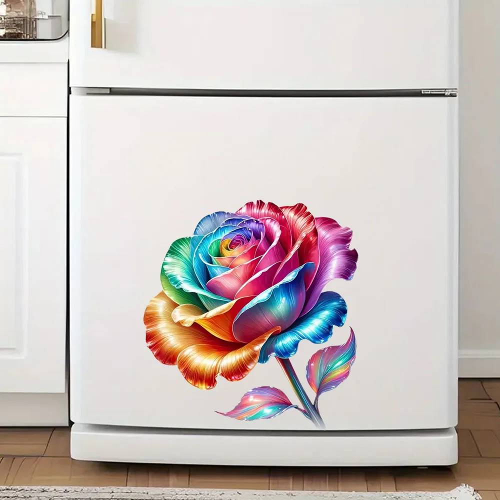 Beautiful Flower Toilet Stickers, Bright Wall for Home, Cabinet, Door,Refrigerator Decoration, Vinyl Car Decals, Art Wallpaper