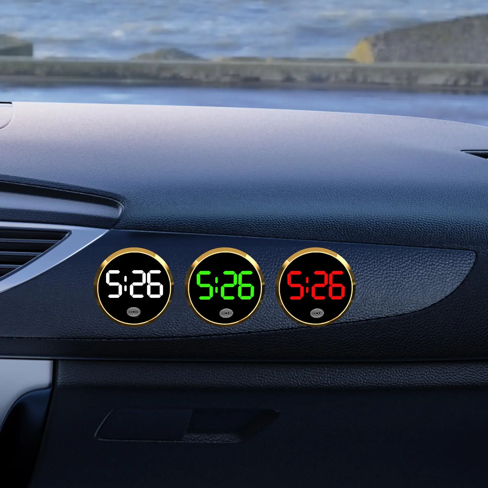 Mini Car Dashboard Clock Round LED Digital Auto Dashboard Clock Robust Construction Car Interior Clock for Sedan Small Car RV