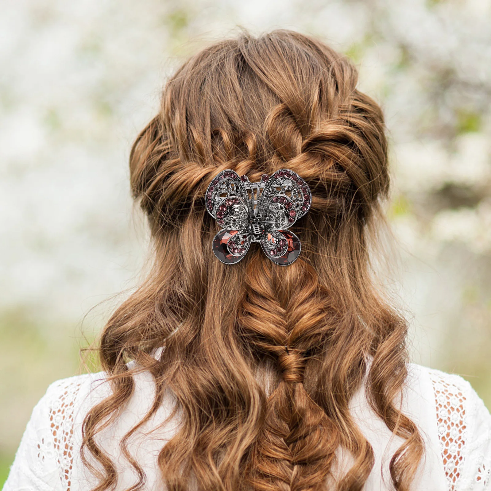 

2pcs Retro Hair Clips Rhinestone Butterflies Claw Hairpins For Women Party Wedding Festival Daily Use Hair Accessories