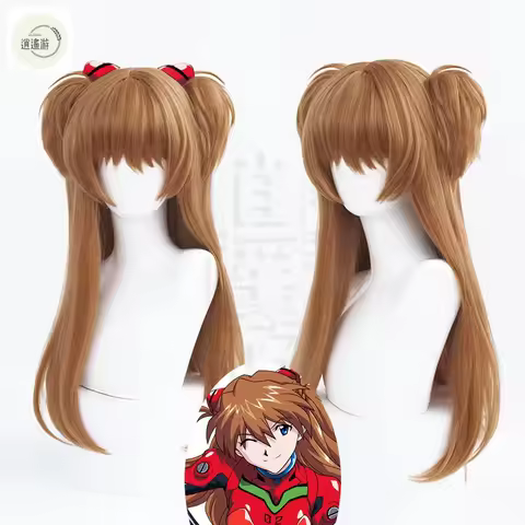Asuka Langley Soryu Cosplay Wig Anime EVA 70CM Long Brown Heat-resistant Synthetic Hair Halloween Party Cosplay EVA Wigs+wig Cap