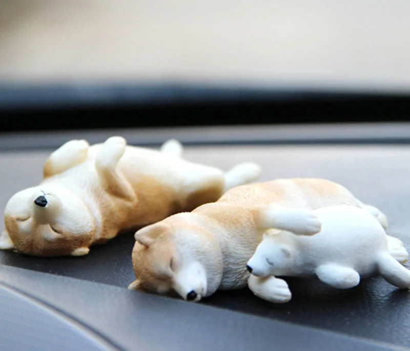 

1/6 Scale 1 Pair Shiba Inu Sleeping Dog Model Lovely Anmial Toy for 12in Action Figure Car Display Gift