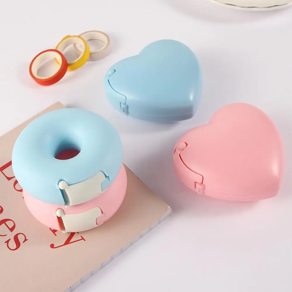 1 Pc Plastic Adhesive Tape Holder Packing Tape Cosmetic Tools Candy Color Invisible Tape Cutter Girls Gift Cartoon Station