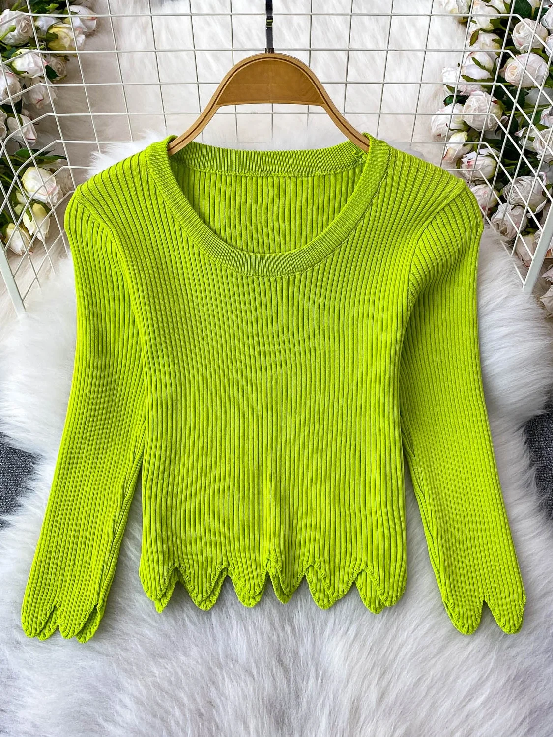 Suéter de Punto de Color Puro Nuevo 2025, Diseño E para Mujer, Manga Corta, Cuello Redondo Largo, Cseta Básica, Est...