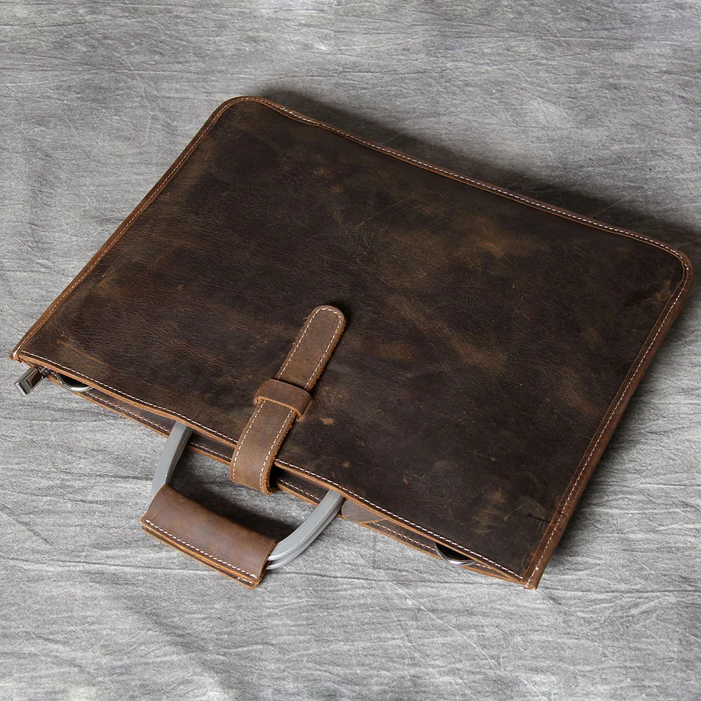 S.WORKER Schlichte Herrenhandtasche aus Vollnarbenleder | Klassische Herren-Aktentasche – Detail 13