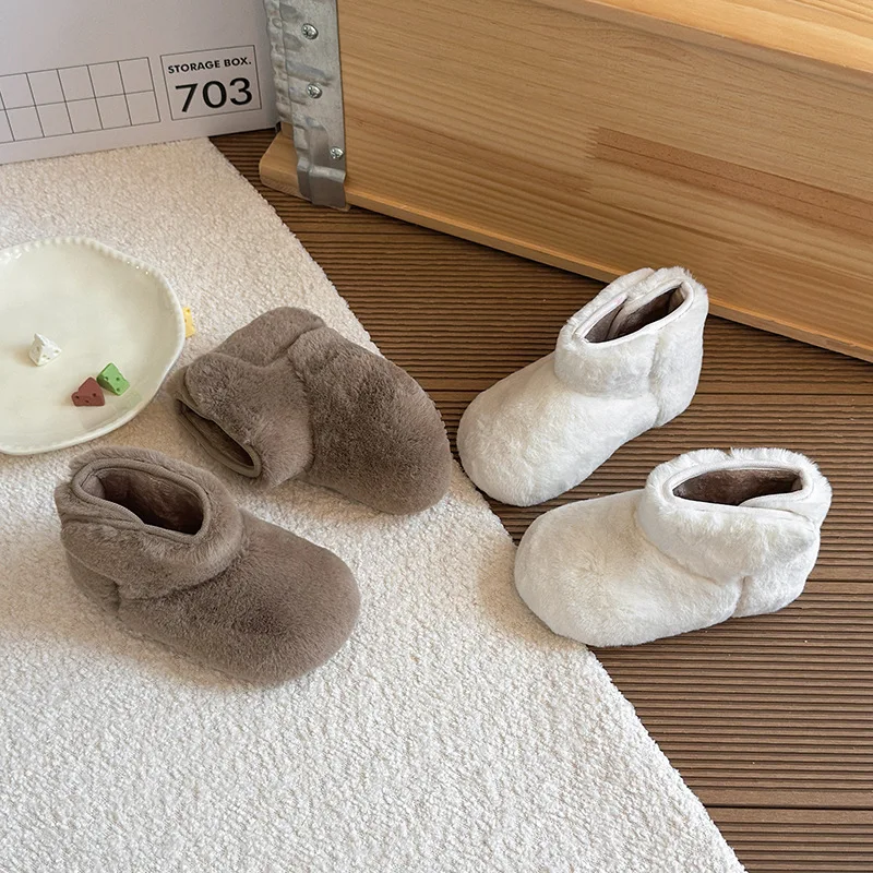 

Детские повседневные ботинки для девочек, зима 2024, новая мода в корейском стиле, нескользящая универсальная теплая обувь принцессы с мягкой подошвой