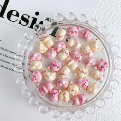 20pcs Cute Cartoon Pink Pig Head Pig Butt Nails Charm Kawaii Resin Pig Nails Art Decorations DIY Accessories