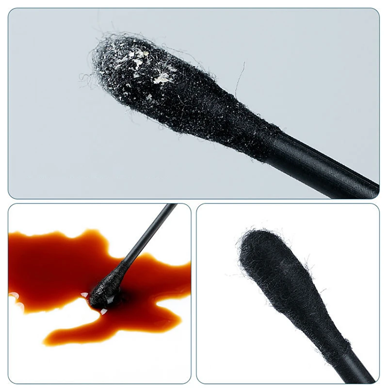 100นับ2 In 1 Swabs ฝ้ายสีดำ/สีฟ้า/สีชมพูพลาสติก Stick,double Tipped หู Sticks Ear Wax Removal เครื่องมือสำหรับทำความสะอาดหู