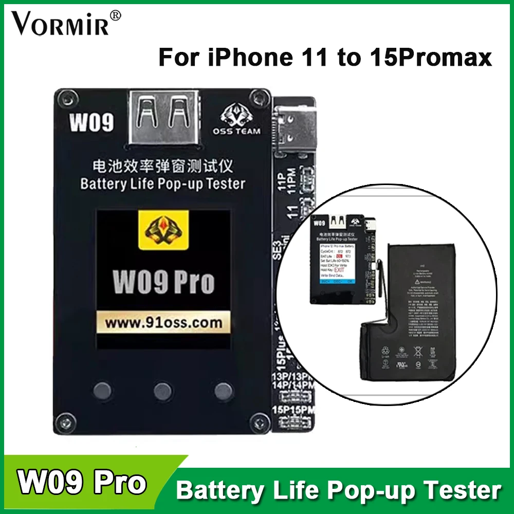 OSS W09 Pro V3 Battery Life Pop-up Tester For iPhone 14 15 13 11Series Solve Window Pop-up Modify Battery Efficiency Repair Tool