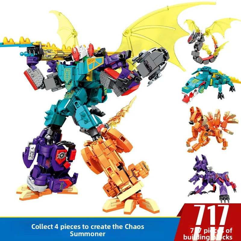 Mengbao 4 en , Bloques de Construcción de Juguetes Evos, Armadura de o Transformable, Dragón Tortuga, Dios de la G...