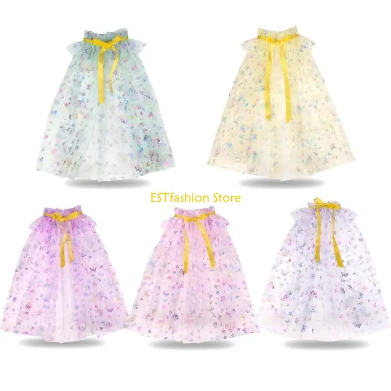 Y5GC Halloween Costume Princess Butterfly Printing Girls Dress