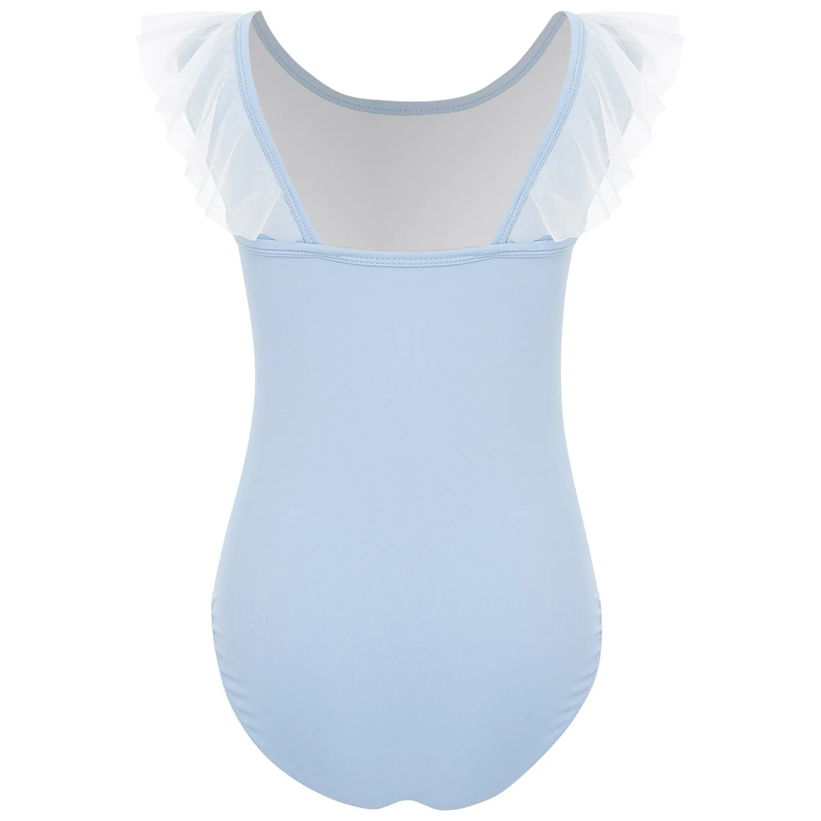 Crianças meninas profissional ballet dança collant renda malha babados sem mangas sem costas bodysuit para ginástica prática desempenho