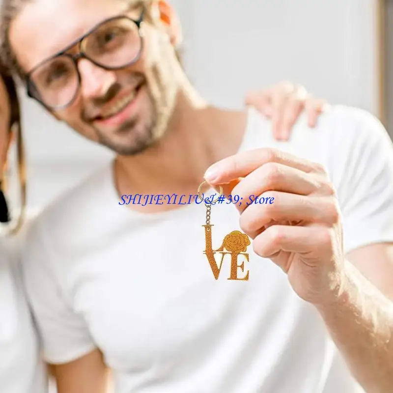 E21F قالب سلسلة المفاتيح السيليكون مع ثقب DIY بها بنفسك ديكور الراتنج قلادة قالب عيد الحب