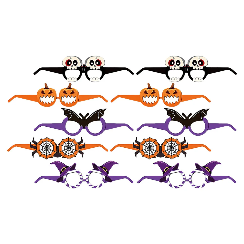 10 Pcs Halloween Glasses Multi-function Paper Eyeglasses Decorative Pumpkin Festival Party Supply Portable Delicate Prop