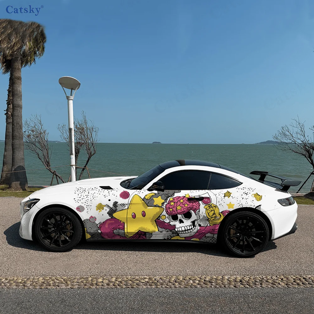 الهيكل العظمي ستار كلاش سيارة الفينيل يلتف ملصق مائي ذاتي اللصق PVC مناسبة للشاحنات SUV الديكور اكسسوارات السيارات هدية