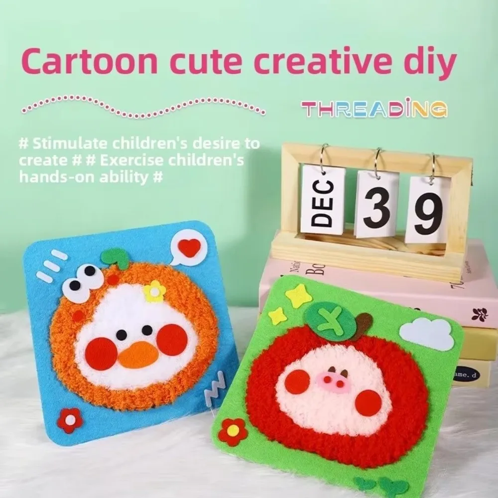 Sewing Needle and Thread Painting DIY Embroidery Doll Set Stuffed Animal with Sticker Cartoon Animal Felt Sewing Kit