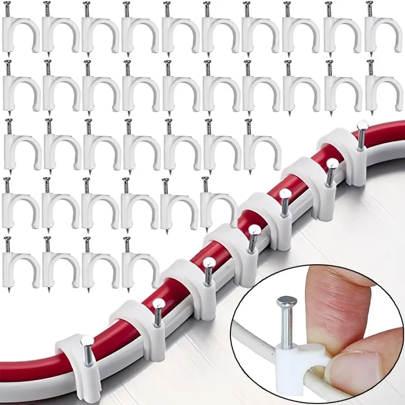 

100PCS C-Shaped Cable Clip Nail Wire Pins Clamp Ethernet Electrical Cord Wall Holder Fixed Clips 4mm/6mm/7mm/8mm/9mm/10mm/12mm