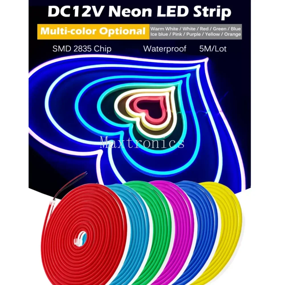 DC12V LED Neon Light Strip Flexible Silicone 2835 Low Voltage 6*12 Shape Embedded Linear for TV Wall Decor  Flexible Light Strip