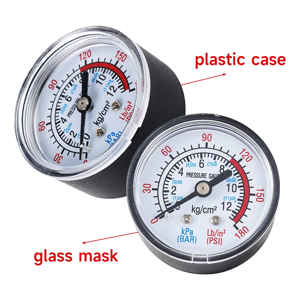 Air Pressure Gauge Compressor Pneumatic Hydraulic Fluid Pressure Gauge 52mm Thread 1/4 0-12Bar / 0-180PSI Measurement Manometer