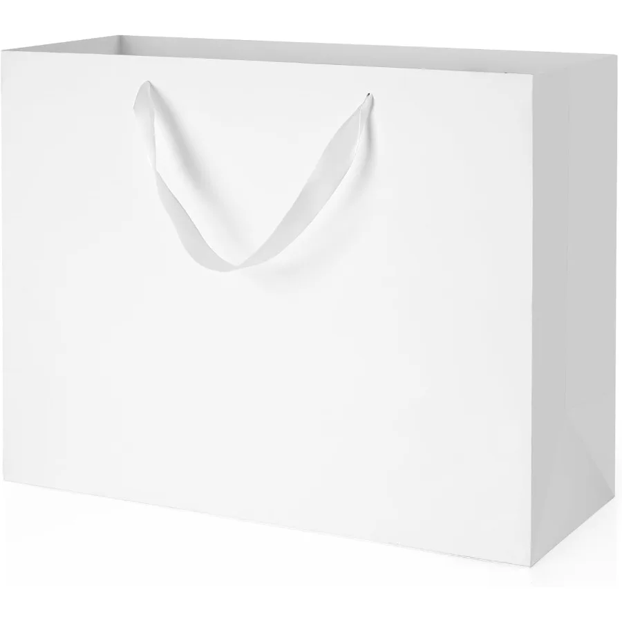 Extra große weiße Geschenktüten mit Griffen, 40,6 x 30,5 cm, 3 Stück, große Geschenktüten aus Papier, ideal für Partydekorationen, Einkaufen, Spree Birt