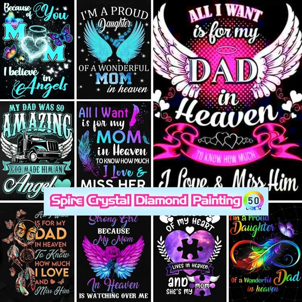 Miss You Mom Dad 5d Crystal Drills Diamond Painting Memorial Quotes Embroidery Grief Verses Remembrance Art Cross Stitch Decor