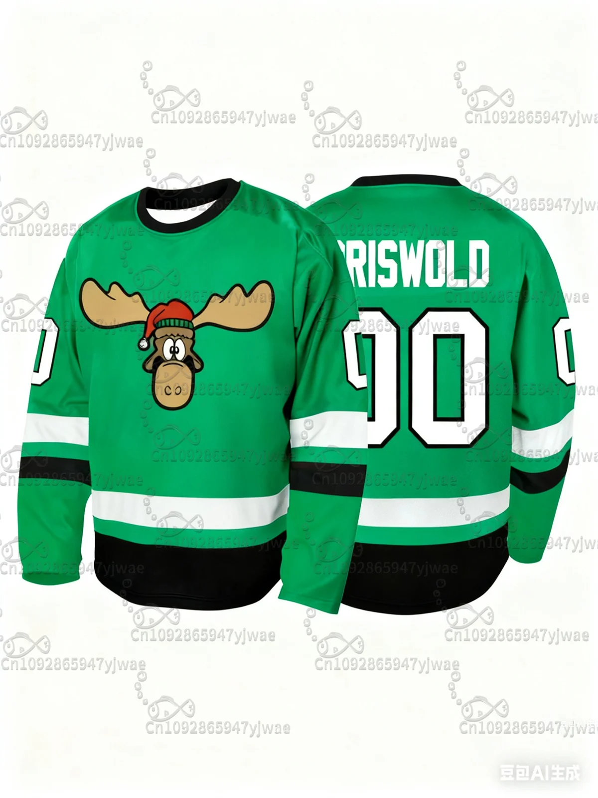 Hockey Jersey met kerstthema Cartoon Moose Number Print Feestelijk atletisch sportshirt Herfst dames T-shirt met lange mouwen