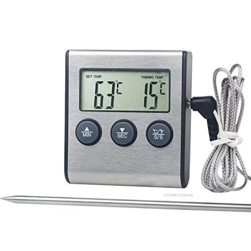 Digital Remote Wireless Food Kitchen Oven Thermometer Probe For BBQ Grill Oven Meat Timer Temperature Manually Set