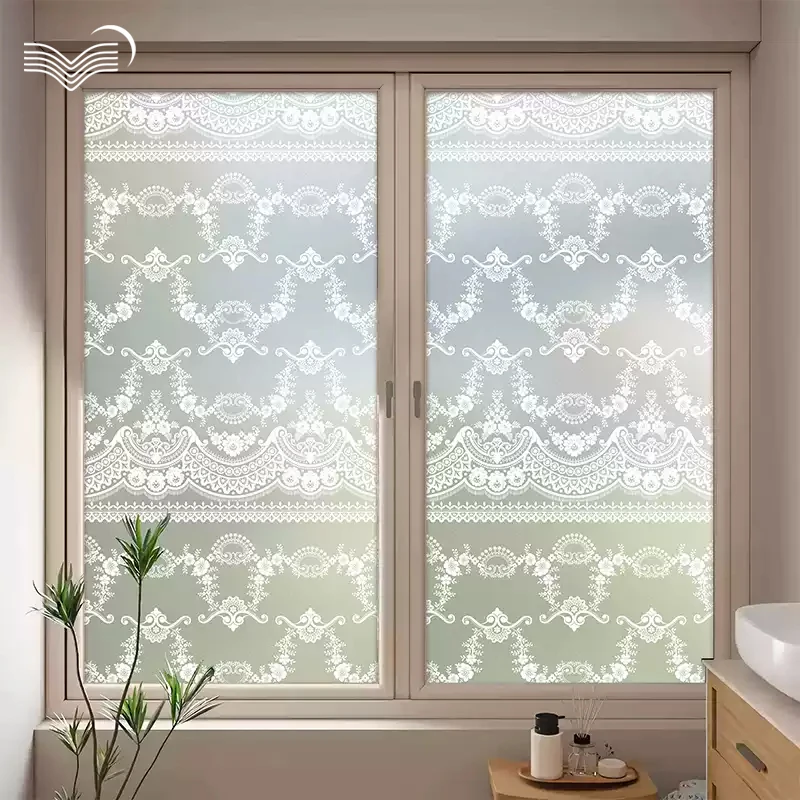 Minimalist White Lace Patten Static Cling Window Film Anti-peep Translucent Frosted Glass Decal Mulit Sizes Decorative Sticker