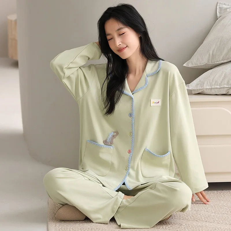 

Pure Cotton Pajamas for Women, Long-sleeved Pants for Spring and Autumn 2025 New Style Thin and Comfortable Casual Home Wear Set