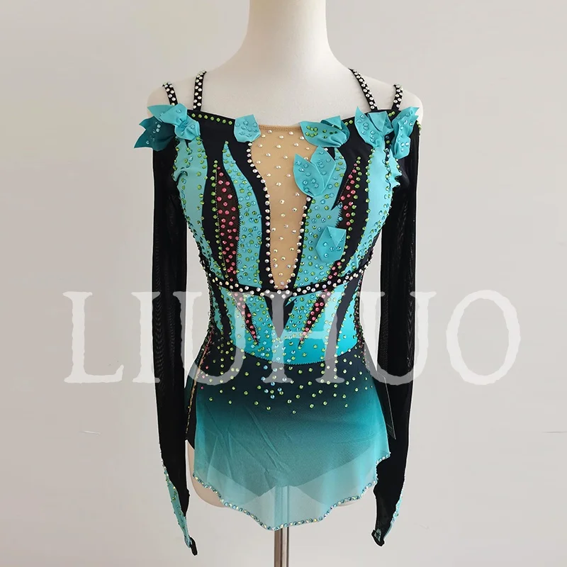 LIUHUO robe de patinage artistique compétition enfants uniformes Costumes manches longues BD3247