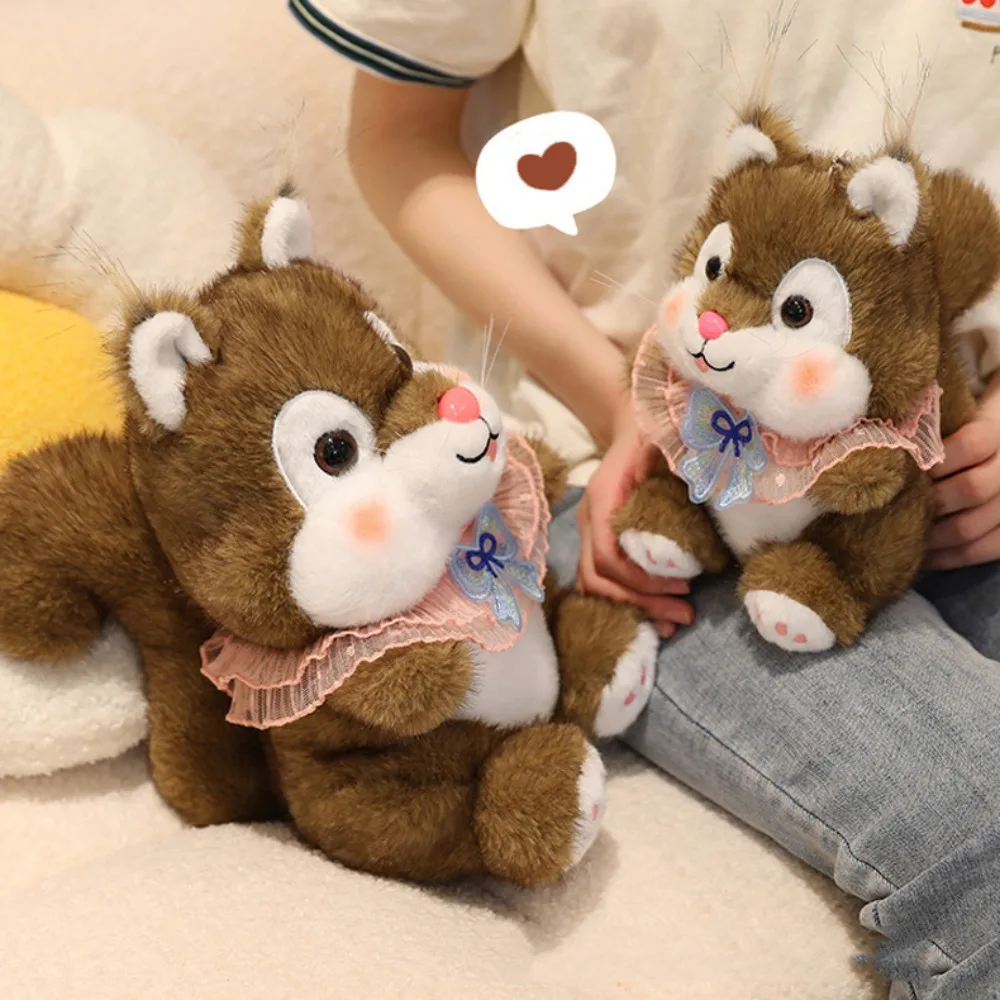 

Desktop Decoration Bow Knot Plush Squirrel Doll Animal Cute Squirrel Plush Toy Cartoon Soft Squirrel Plush Doll Boys Girls