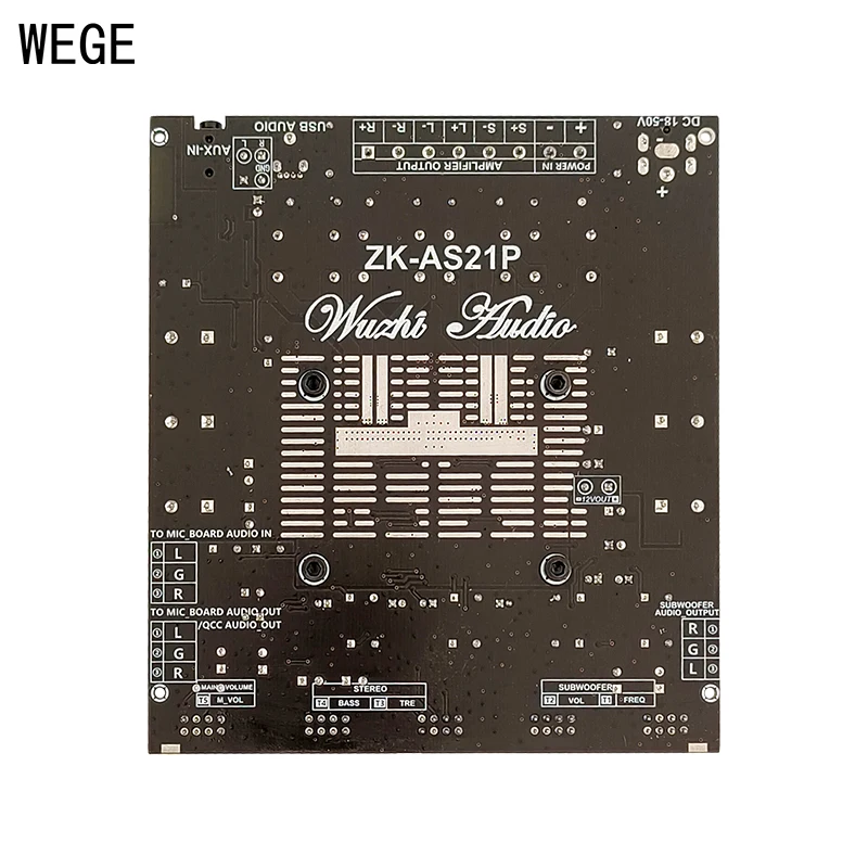 WEGE ZK-AS21P 300Wx2+600W  2.1 Channel BT Digital Power Amplifier Board Subwoofer TPA3255  AMP Wuzhi Audio APP  Treble Bass