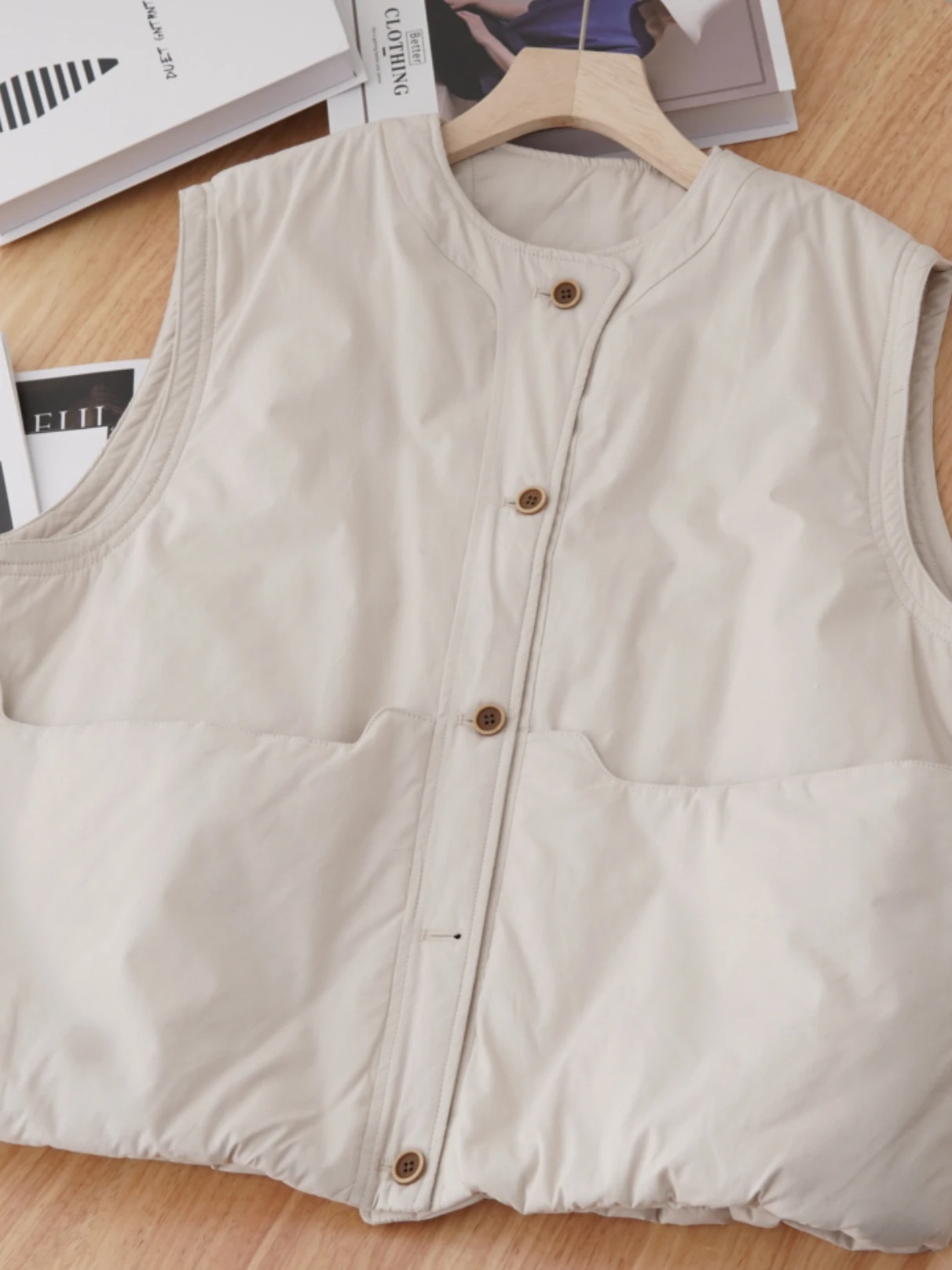 ort Women's Cotton Vest Layering Faion Korean Sle Small Size Outerwear Autumn Winter New Arrival Commute Sle round Ne